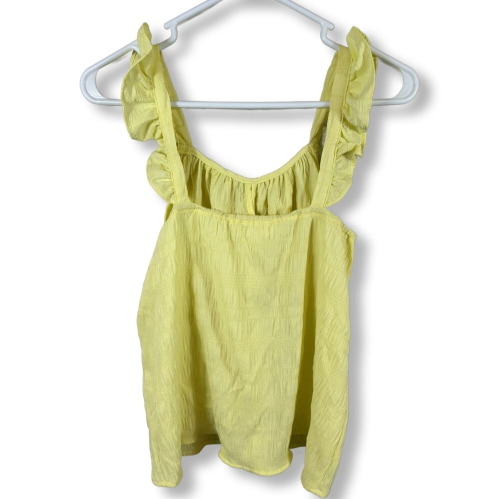 Kaileigh Blouse Women's S Bright Yellow Sleeveless Top Ruffled Strap Summer W 90